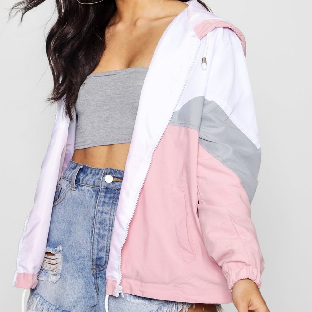 🛼🛼Cute Boohoo Hooded Panelled Windbreaker